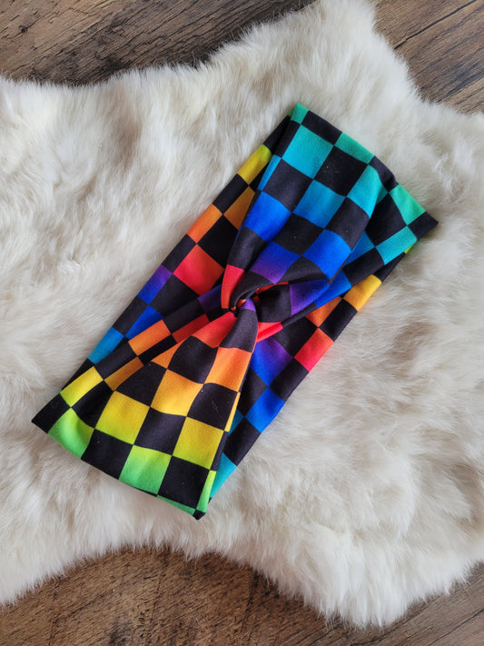 Rainbow and black checkered