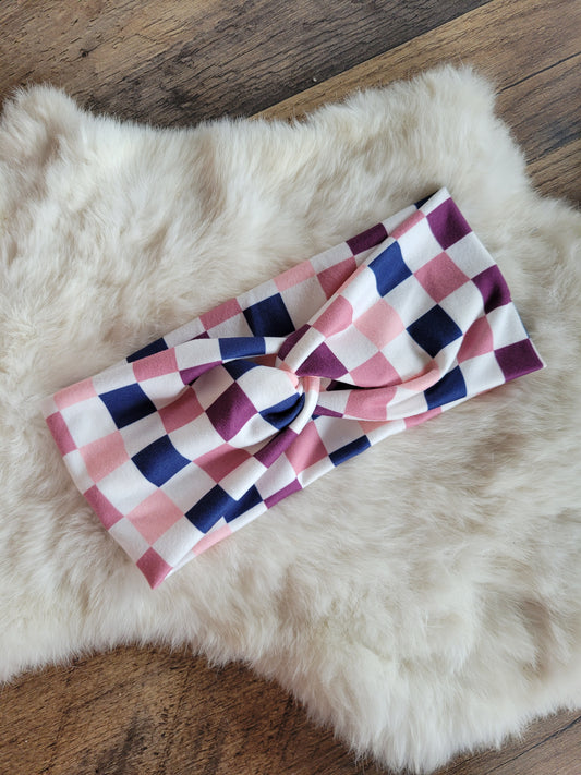 Navy and pinks checkered