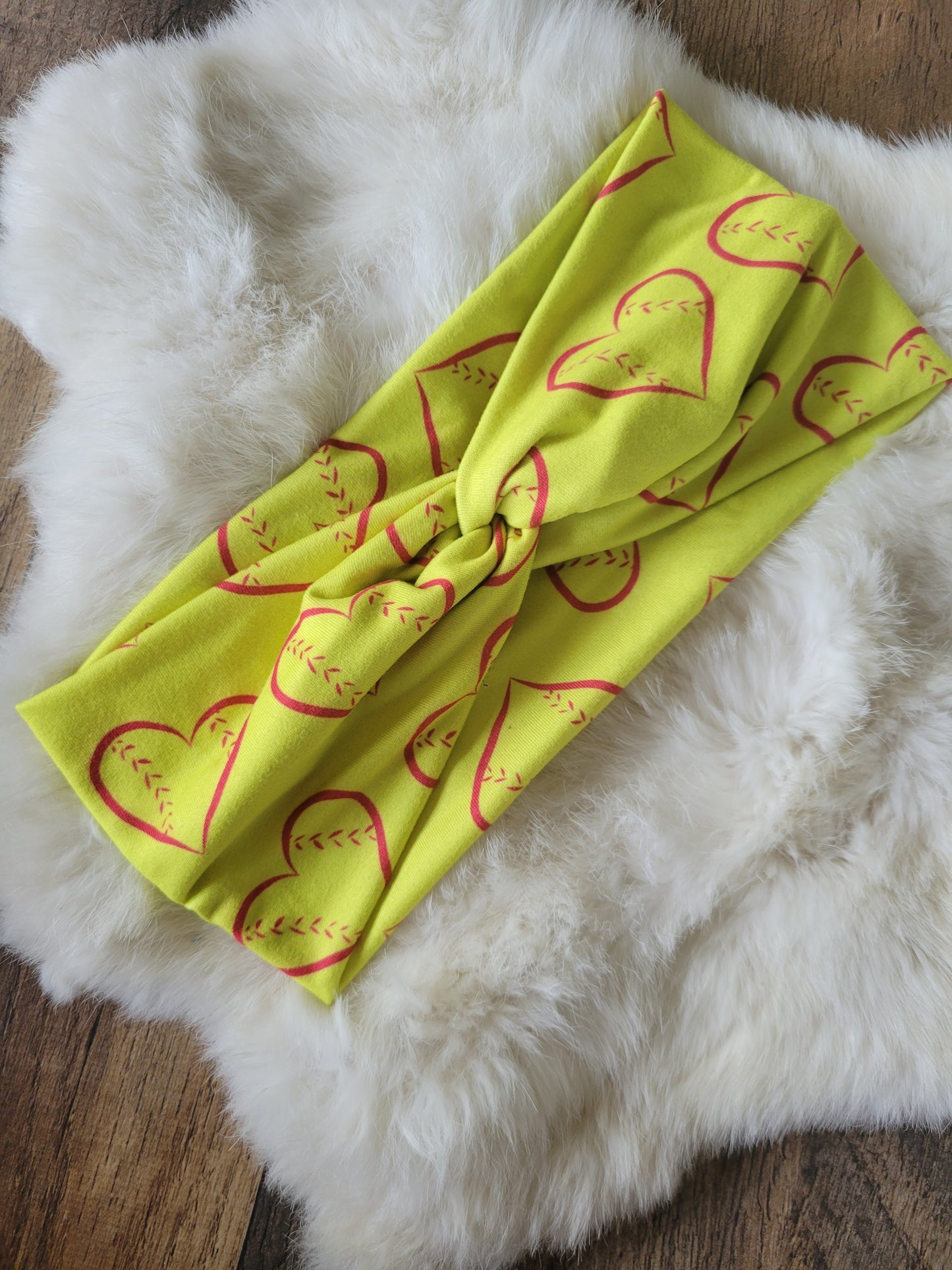 Yellow softball lace hearts