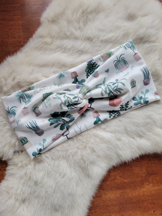 White with plants
