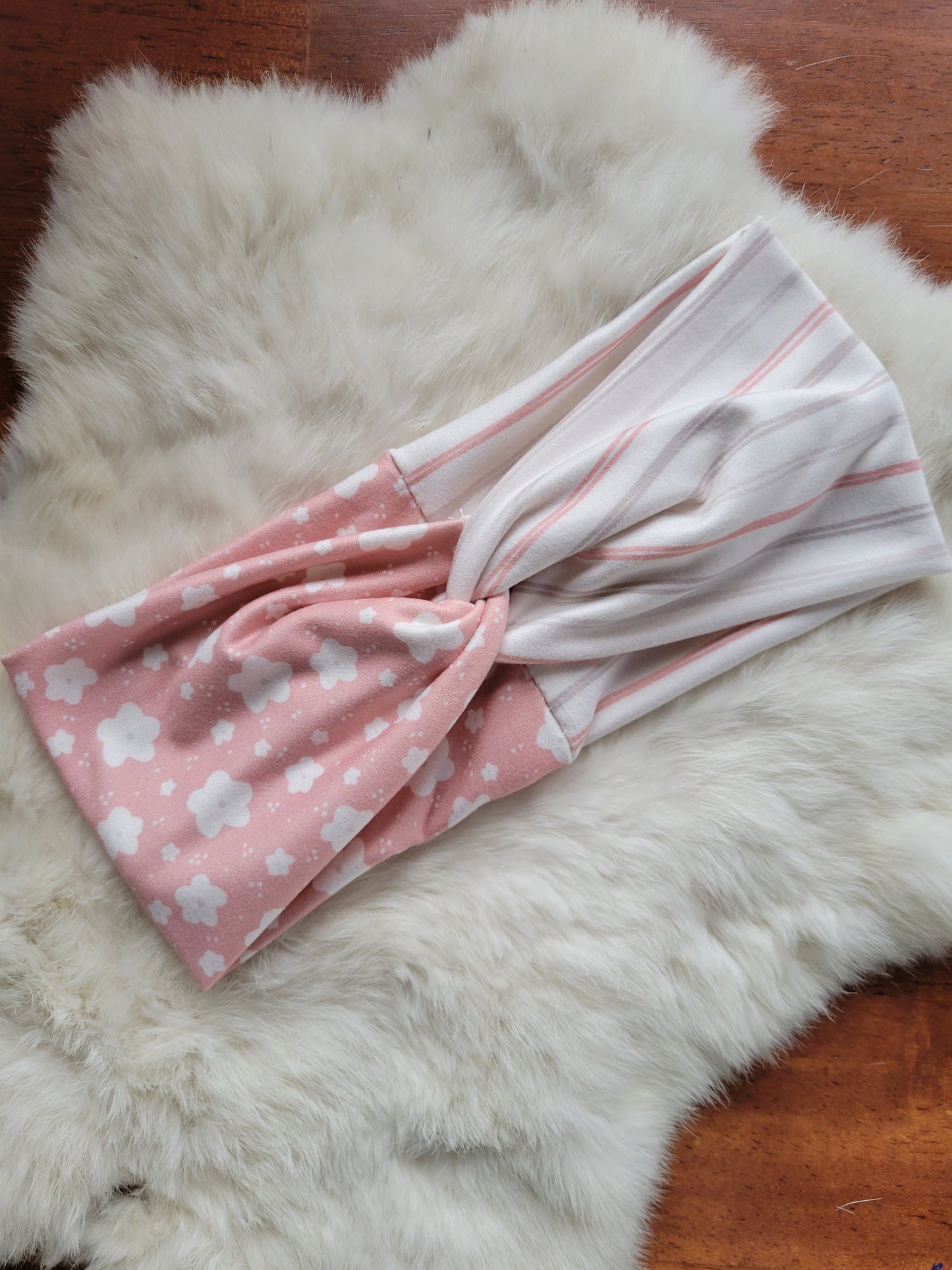 Pink floral and pink and gray stripes