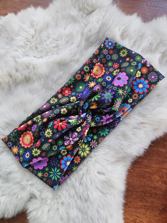 Black with bright floral