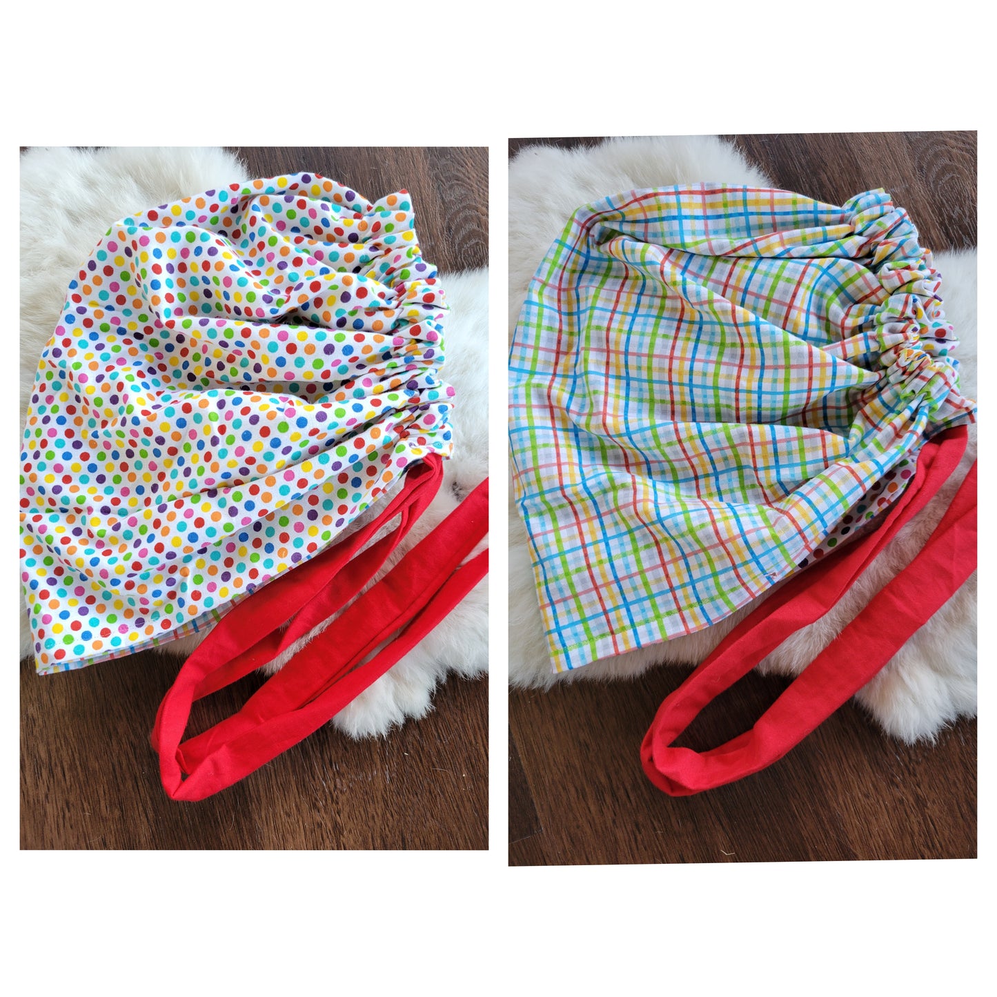 Polka dot plaid colorful reversible scrub cap