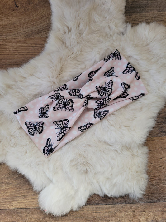 Pink polka dot pink butterflies