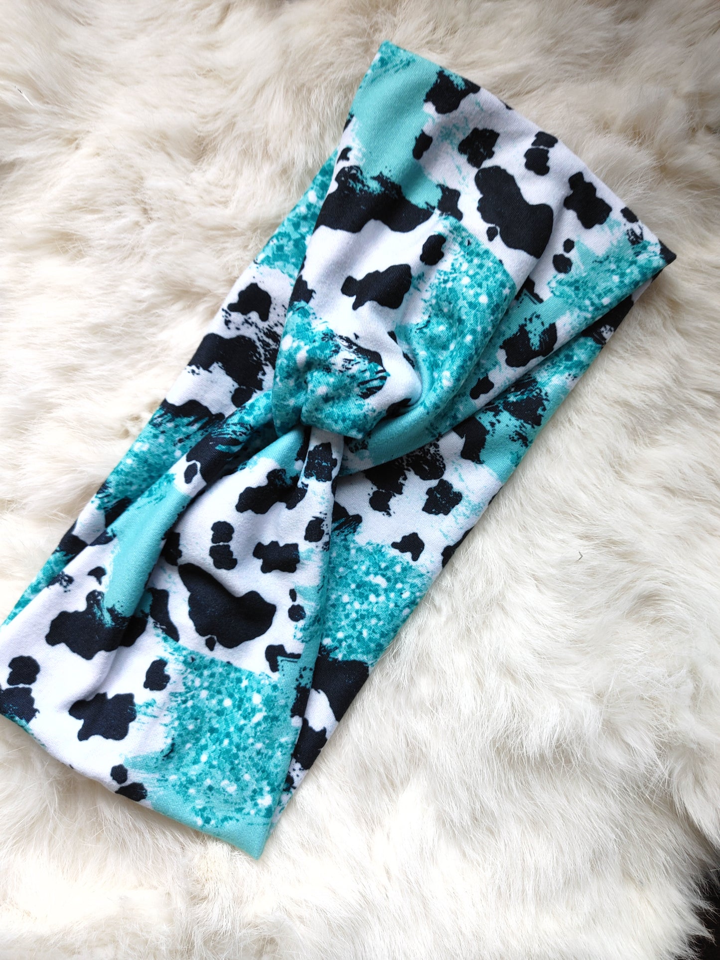 Teal glitter cow