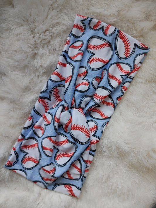 Light blue baseball hearts