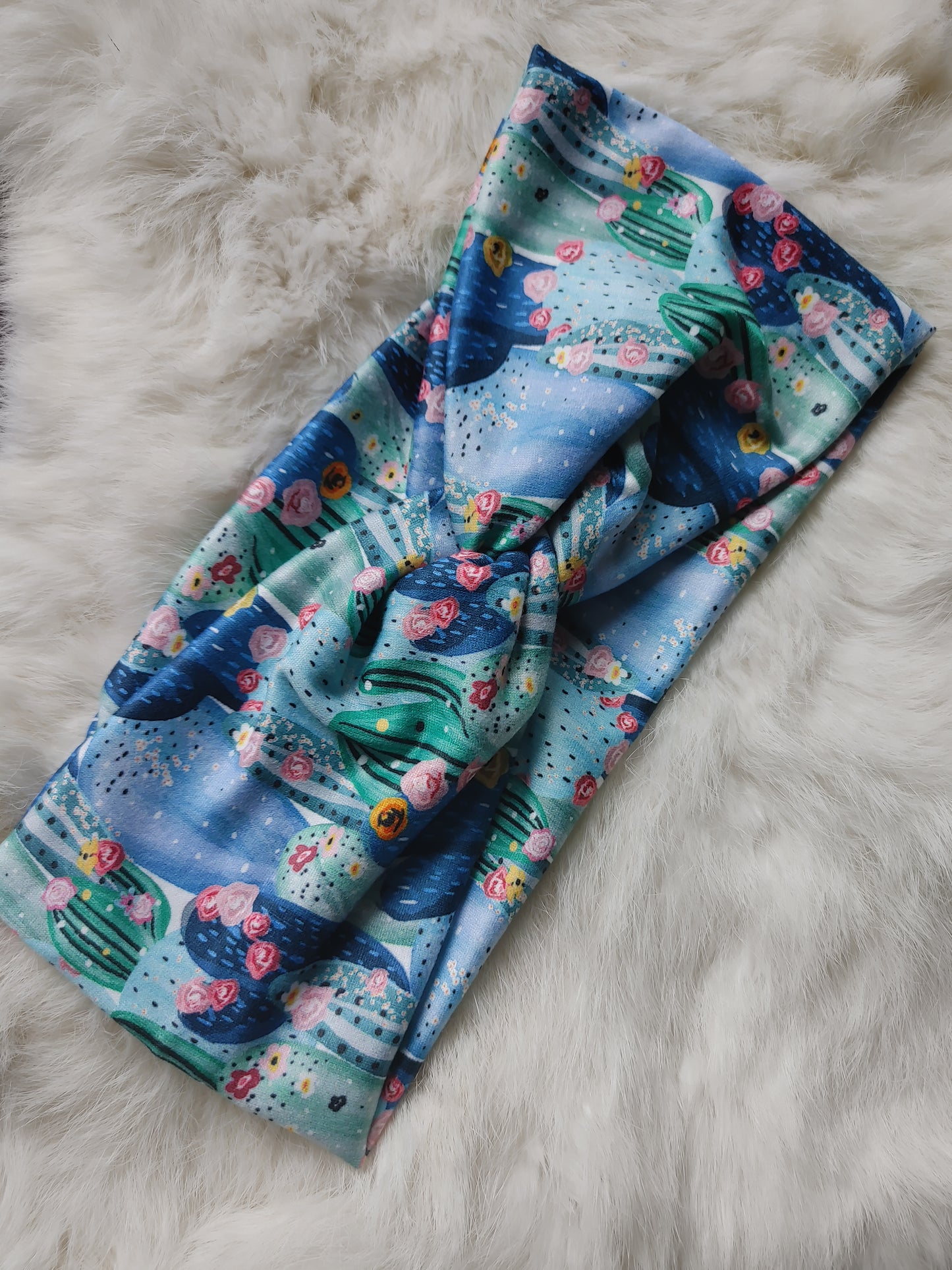 Floral blue and green cactus