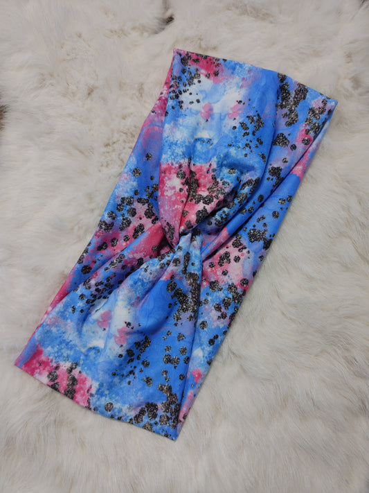 Glitter pink and blue tie dye