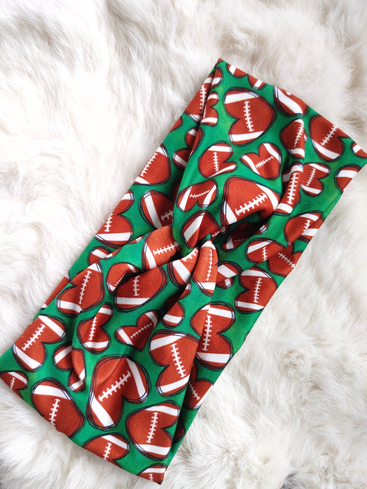 Green with football hearts