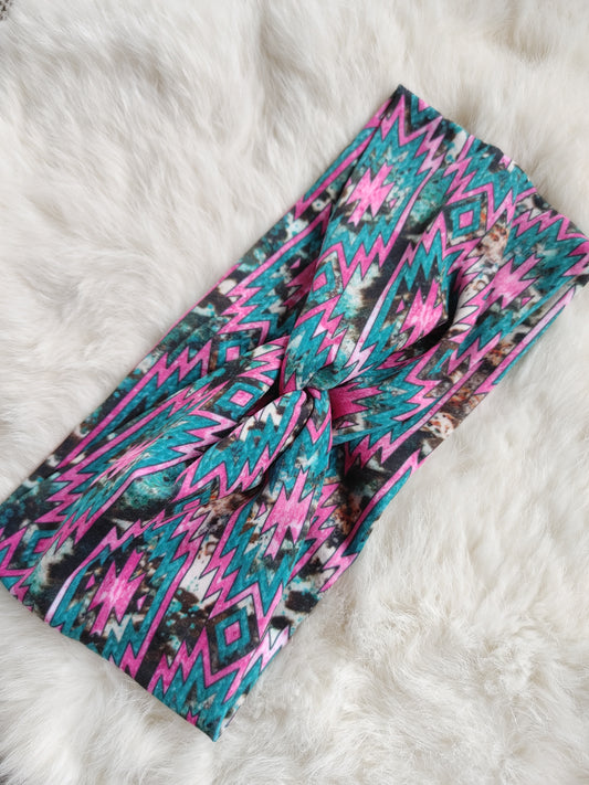 Pink and turquoise Aztec